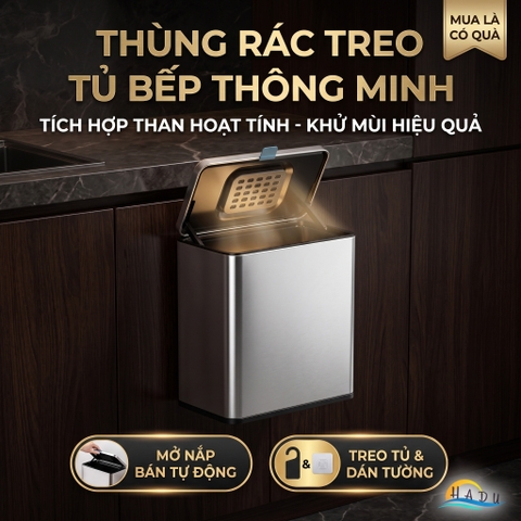 Thùng Rác Treo Tủ Bếp CCKO 3L 6L, Khử Mùi Than Hoạt Tính, Vỏ Inox, Nhiều Màu