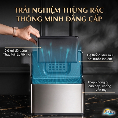 Thùng Rác Treo Tủ Bếp CCKO 3L 6L, Khử Mùi Than Hoạt Tính, Vỏ Inox, Nhiều Màu