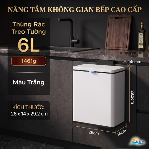 Thùng Rác Treo Tủ Bếp CCKO 3L 6L, Khử Mùi Than Hoạt Tính, Vỏ Inox, Nhiều Màu