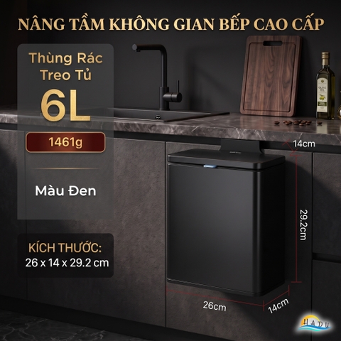 Thùng Rác Treo Tủ Bếp CCKO 3L 6L, Khử Mùi Than Hoạt Tính, Vỏ Inox, Nhiều Màu