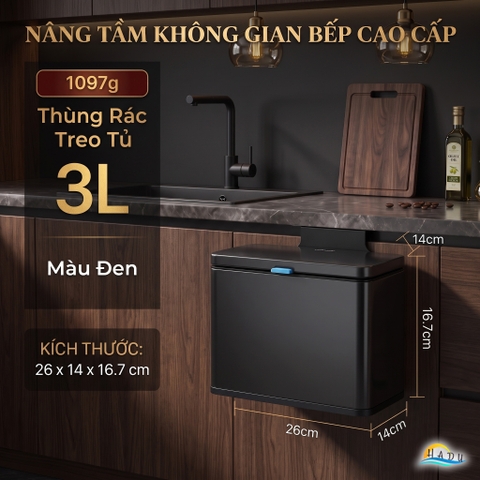 Thùng Rác Treo Tủ Bếp CCKO 3L 6L, Khử Mùi Than Hoạt Tính, Vỏ Inox, Nhiều Màu