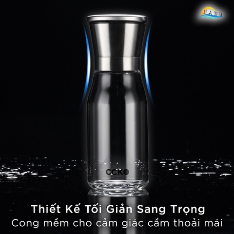 Cối Xay Tiêu Cầm Tay CCKO, Lõi Gốm, Điều Chỉnh Độ Mịn, Thân Thủy Tinh, Size Nhỏ 15.5cm