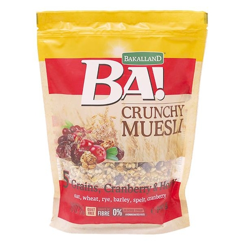 Ngũ Cốc BA! Crunchy Muesli 5 Grains, Cranbery & Honey e300g