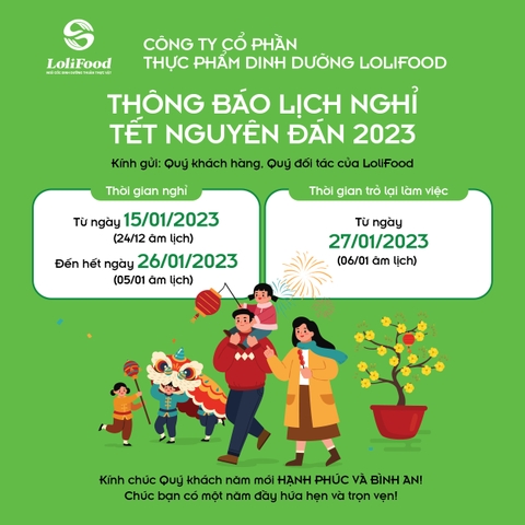 LOLIFOOD THÔNG BÁO LỊCH NGHỈ TẾT NGUYÊN ĐÁN 2023