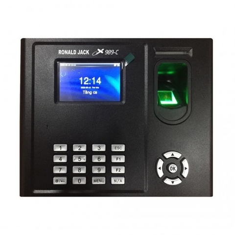 MÁY CHẤM CÔNG VÂN TAY THẺ CẢM ỨNG CÓ PIN LƯU ĐIỆN 8H  RONALD JACK X989C