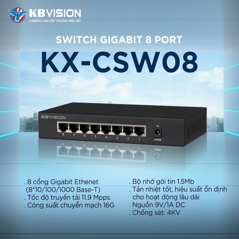 8-port 10/100/1000Mbps Base-T Switch KBVISION KX-CSW08