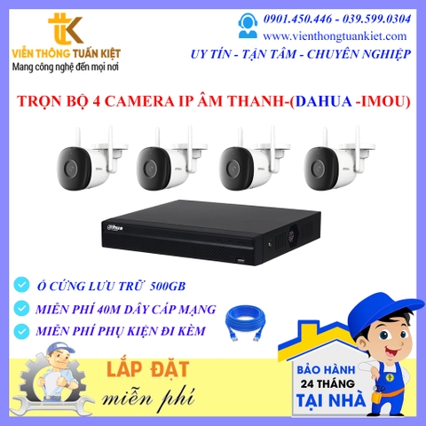 TRỌN BỘ 4 CAMERA IP ÂM THANH TO RÕ (DAHUA - IMOU)