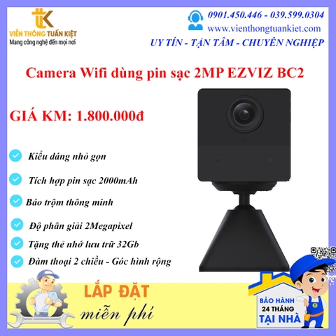 EZVIZ BC2 SỬ DỤNG PIN-ĐÀM THOẠI 2 CHIỀU-BÁO ĐỘNG THÔNG MINH
