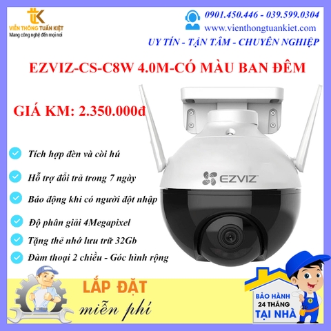 EZVIZ CS-C8W 4M-ĐÀM THOẠI 2 CHIỀU-CÓ MÀU BAN ĐÊM