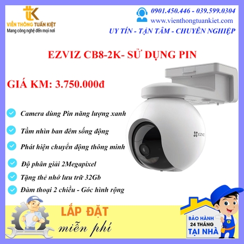 EZVIZ CS-CB8-2K SỬ DỤNG PIN-ĐÀM THOẠI 2 CHIỀU-CÓ ĐÈN CHIẾU SÁNG