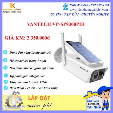 CAMERA DÙNG PIN NĂNG LƯỢNG MẶT TRỜI VANTECH VP-SP8300PIR