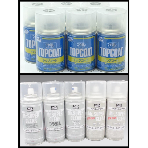 Chai xịt phủ bảo vệ mô hình Topcoat Mr.hobby B501 B502 B503 Super Clear Semi Gloss Matt Flat