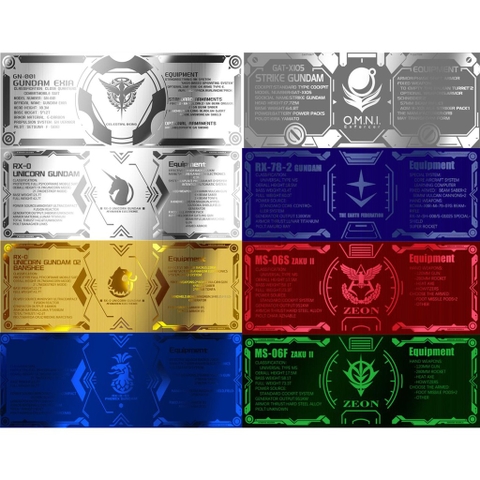 Decal dán mô hình tem metal sticker Exia Unicorn Banshee Phenex Strike gundam
