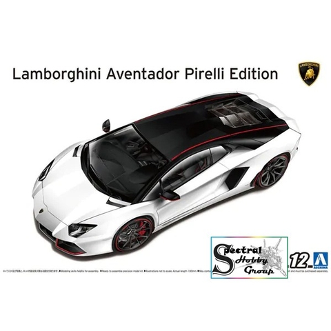 Mô hình lắp ráp ô tô Model Car Lamborghini Aventador Pirelli Edition 1/24 Aoshima