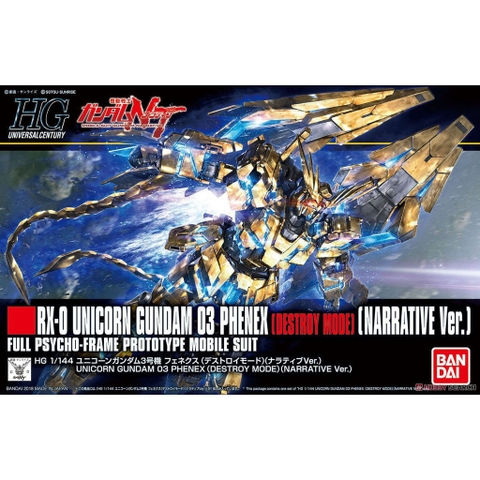 Mô hình lắp ráp HG 1/144 Unicorn Gundam 03 Phenex (Destroy Mode) (Narrative Ver.) Bandai