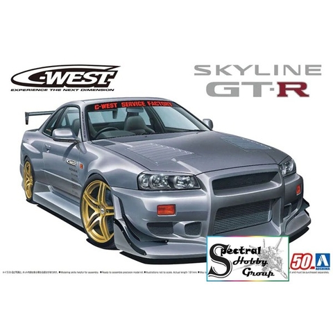 Mô hình lắp ráp ô tô Model Car Nissan Skyline R34 C-West GT-R 1/24  Aoshima