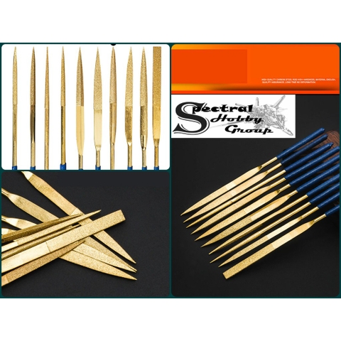Dụng cụ nhám dũa mô hình mini bộ 10 cây Diamond file titanium plated metal jade grinding