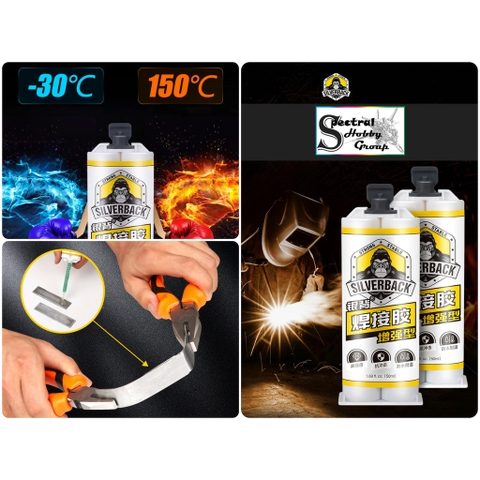 Dụng cụ keo siêu dính hàn đa năng AB hai thành phần Super glue Strong Stable Silverback