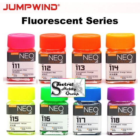 Sơn mô hình Jumpwind color màu huynh quang phát sáng với led UV No. 111-118 Fluorescent lacquer paint