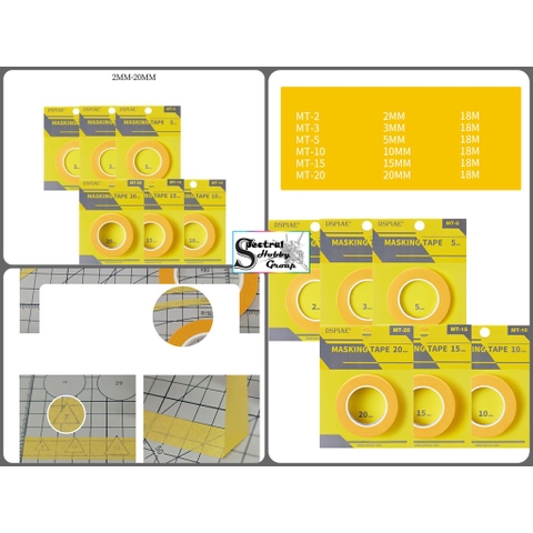 Dụng cụ mô hình Dspiae băng dính che sơn 2-20mm 18M Masking tape