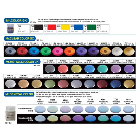 Sơn mô hình mr.hobby GX metallic color lacquer series - red black yellow gold blue green silver