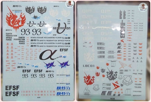 Decal nước dán mô hình cho Hinu Nu RX93 Custom MG HG