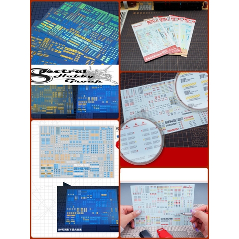 Decal nước dán mô hình Vol1 MHG số chữ huỳnh quang UV Warning Caution number Hobby Mio các loại