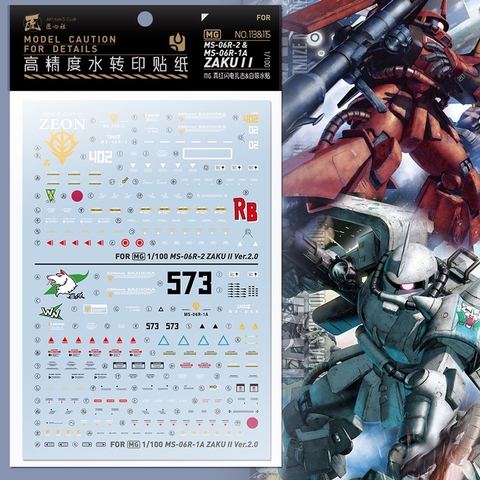 Decal nước PG MG 1/48 Zaku UC các loại phantom black tri stars matsunaga Water sticker