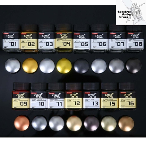 Sơn mô hình Extra Metal color EM01-EM16 gold silver iron Metallic lacquer - Jumpwind