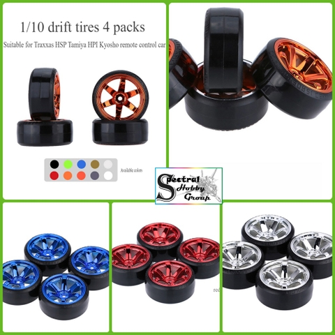 Phụ kiện Mô hình điều khiển RC Car: 1/10 Drift Tire lốp kèm vành xe cho Traxxas HSP Tamiya HPI Kyosho các loại