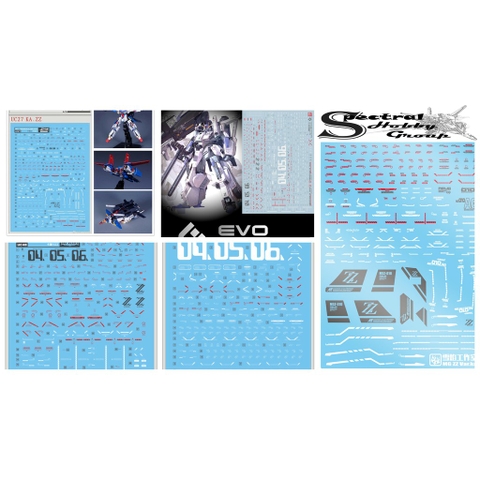 Decal nước dán mô hình MG Gundam ZZ FAZZ Double Zeta các loại - Water Sticker