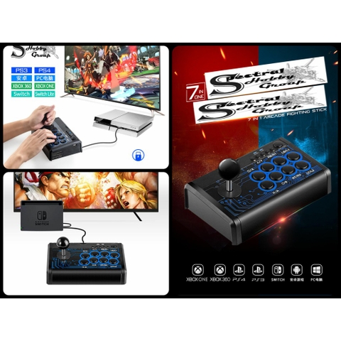 Bàn điều khiển chơi game 7in1 Arcade Fighting Wired Joystick Keyboard Switch PS4 PS3 Xbox Pc Android DOBE TP4-1886