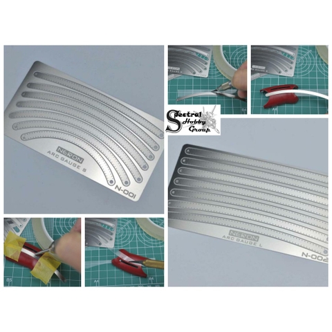 Dụng cụ kẻ line tạo đường cong N001 002 Etching sheet arc ruler curve gauge engraving Neron