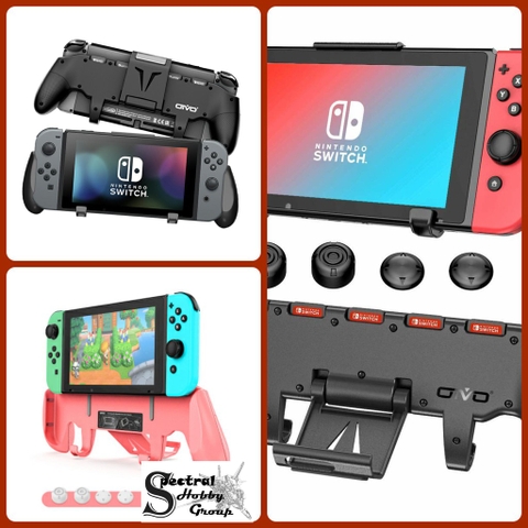Bộ phụ kiện cho NS Switch Pro Grip with Upgraded Adjustable Stand OTVO (tặng LCD Protective film)
