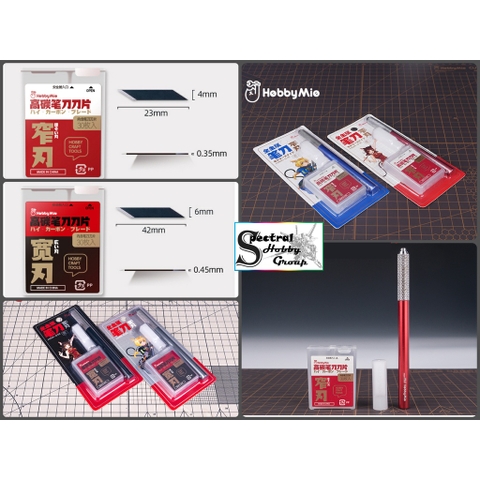 Dụng cụ mô hình Hobby MIO Cán + lưỡi dao kỹ thuật HMK 01 03 Metal Pen Knife Narrow Blade Set
