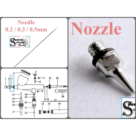 Phụ kiện bút sơn Ustar Kim sơn Needle - đầu béc Nozzle s130 s150 s120 HD các loại