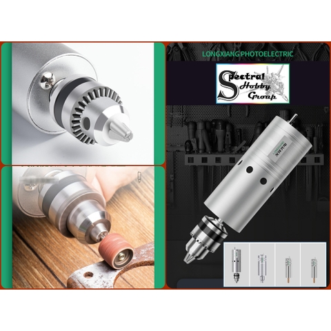 Máy khoan cắt mài điêu khắc đánh bóng cầm tay Mini Metal drill 385 555 775 DC 12V-24V Longxiang