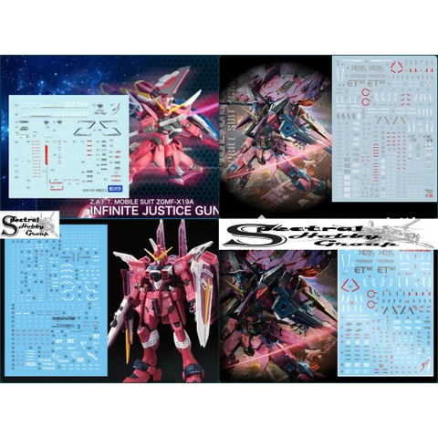 Decal nước dán mô hình Infinite Justice - Justice MG RG Custom các loại Water sticker
