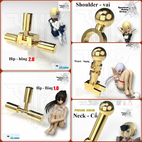Đồ độ mô hình khớp thay thế cho Frame Arm girl (vai / hông / eo) joint connectors metal part Pretty armor PA