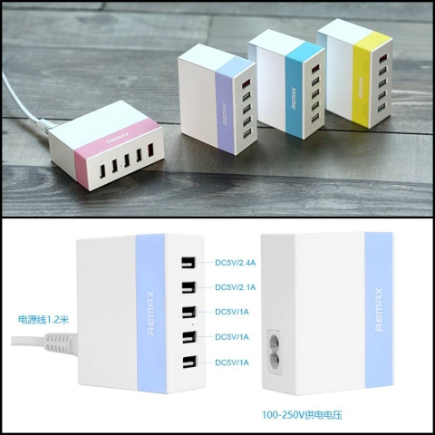 Cốc Sạc Remax RU-U1 5 cổng USB sạc nhiều thiết bị cùng lúc Charger Adapter