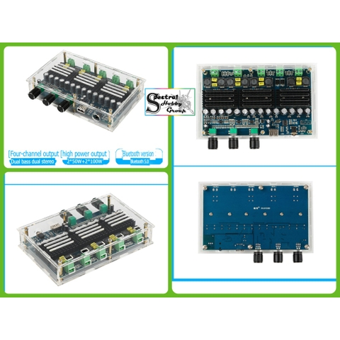 Mạch khuếch đại âm thanh 4 kênh 2*50W + 2*100W dual bass bluetooth 5.0 chất lượng cao Audio Amplifier A10266