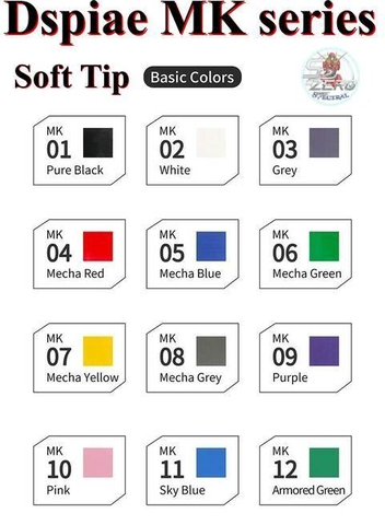 Bút sơn marker DSPIAE MK Soft Tip draw brush Basic mecha color Acrylic Water-based Pen