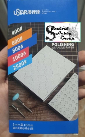 Nhám xốp Ustar cắt dán sẵn+bộ thanh kết nối Mini Polishing Abrasive Paper #400-2500 UA91510