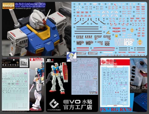 Decal nước dán mô hình RG HG RX-78-2 GTO RX78 Water sticker