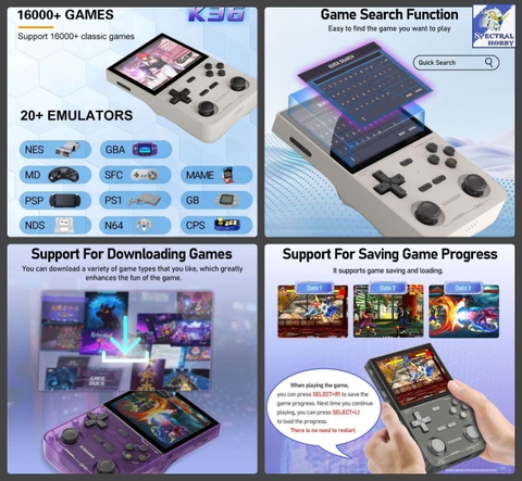 Máy chơi game KinHanK K36 Retro Handheld Console 3.5 Inch IPS Screen PSP/MAME/SS/DC/N64 Emulator