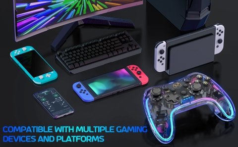 Tay cầm chơi game không dây Neon RGB Wireless Controller STK-7039RG cho Switch NS Android IOS PC