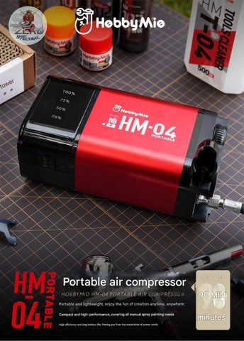 Máy nén khí mini HM04 Portable Compressor air pump airbrush Hobby mio