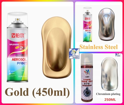 Sơn xịt siêu bóng metal anti-rust Chrome / Stainless / Silver / Gold electroplating color spray paint