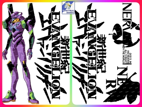 Decal lụa silk sticker F0362-08/09 Neon Genesis Evangelion eva anime cho Computer guitar Mobile Phone case