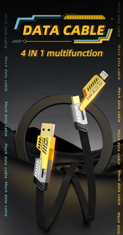 Dây sạc nhanh 4in1 Data Cable Multi-Functional Type-C Lightning PD 65W PD Fast Charging iPhone Android